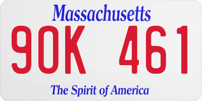 MA license plate 9OK461