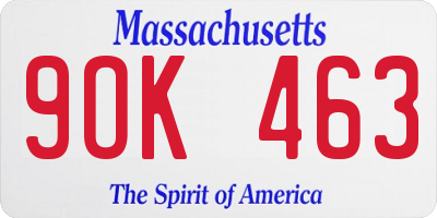 MA license plate 9OK463