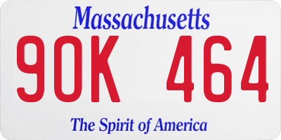 MA license plate 9OK464