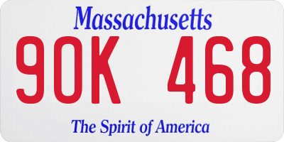 MA license plate 9OK468