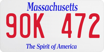 MA license plate 9OK472