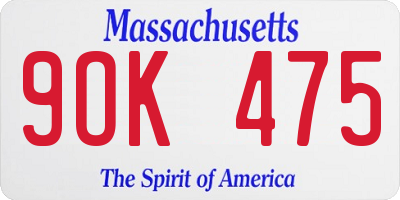 MA license plate 9OK475