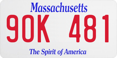 MA license plate 9OK481