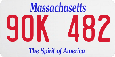 MA license plate 9OK482