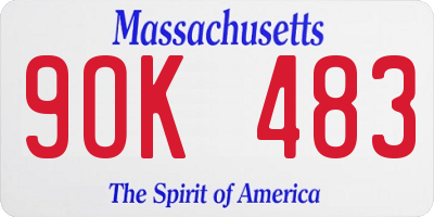 MA license plate 9OK483