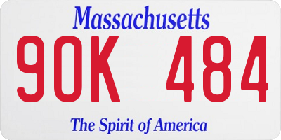 MA license plate 9OK484