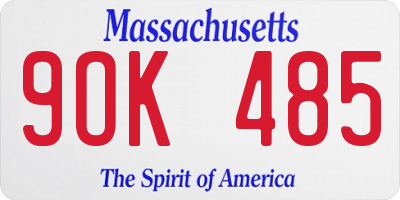 MA license plate 9OK485