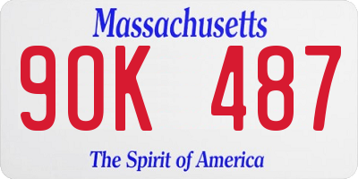 MA license plate 9OK487