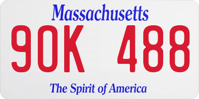 MA license plate 9OK488