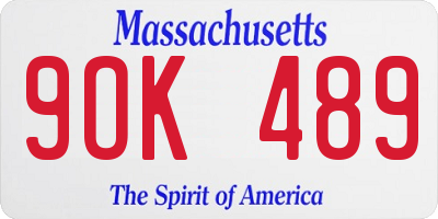 MA license plate 9OK489