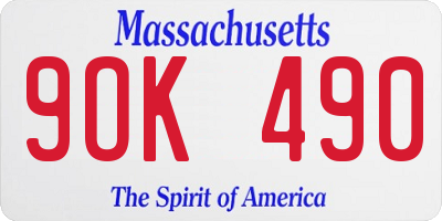 MA license plate 9OK490