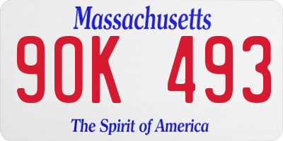 MA license plate 9OK493