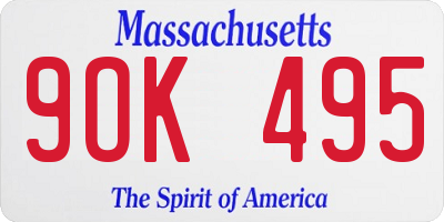 MA license plate 9OK495
