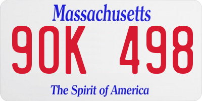 MA license plate 9OK498