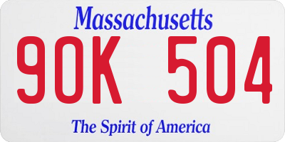 MA license plate 9OK504