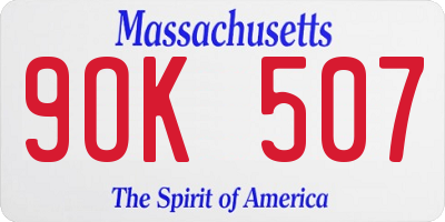 MA license plate 9OK507