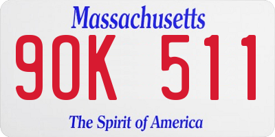 MA license plate 9OK511