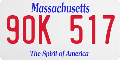 MA license plate 9OK517