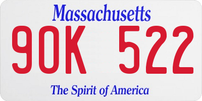MA license plate 9OK522