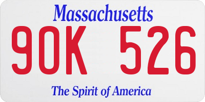MA license plate 9OK526