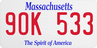 MA license plate 9OK533