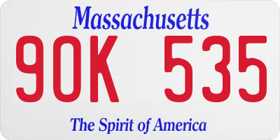 MA license plate 9OK535