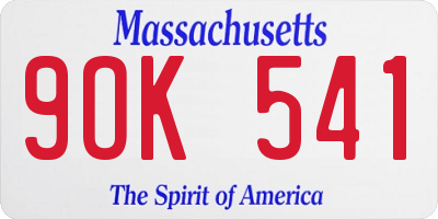 MA license plate 9OK541