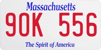 MA license plate 9OK556
