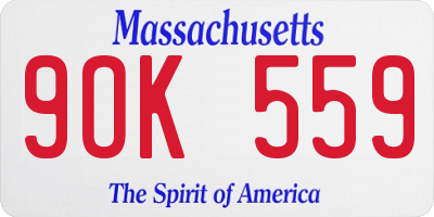 MA license plate 9OK559