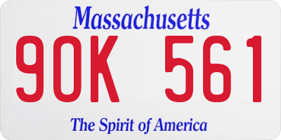 MA license plate 9OK561