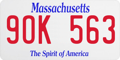 MA license plate 9OK563