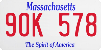 MA license plate 9OK578