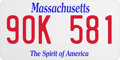 MA license plate 9OK581