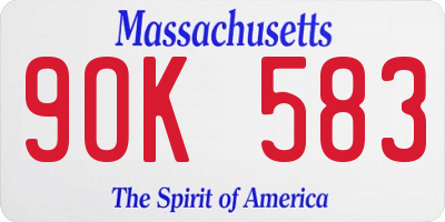 MA license plate 9OK583