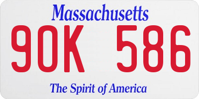 MA license plate 9OK586