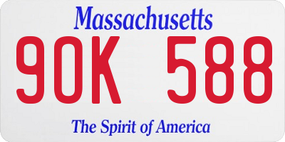 MA license plate 9OK588