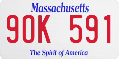 MA license plate 9OK591