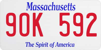 MA license plate 9OK592