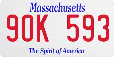 MA license plate 9OK593