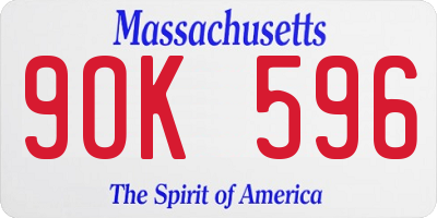MA license plate 9OK596