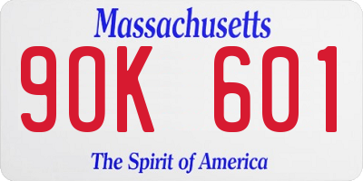 MA license plate 9OK601