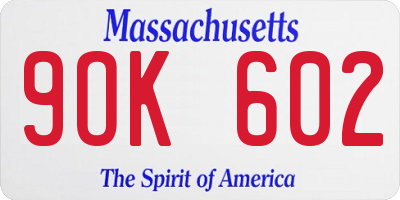 MA license plate 9OK602