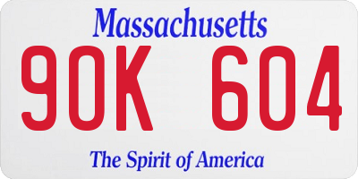 MA license plate 9OK604