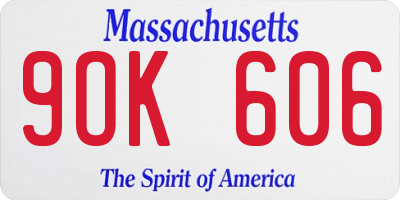 MA license plate 9OK606