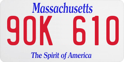 MA license plate 9OK610