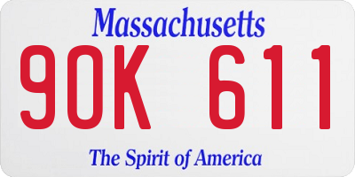 MA license plate 9OK611