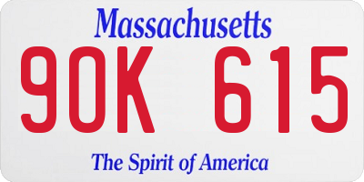 MA license plate 9OK615