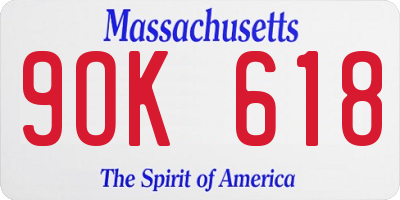 MA license plate 9OK618