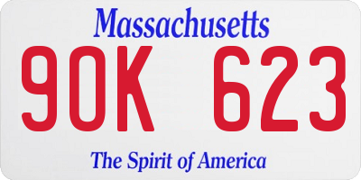 MA license plate 9OK623