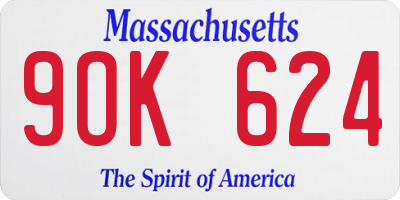 MA license plate 9OK624